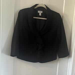 LOFT Black Ruffle-Front Women's Blazer